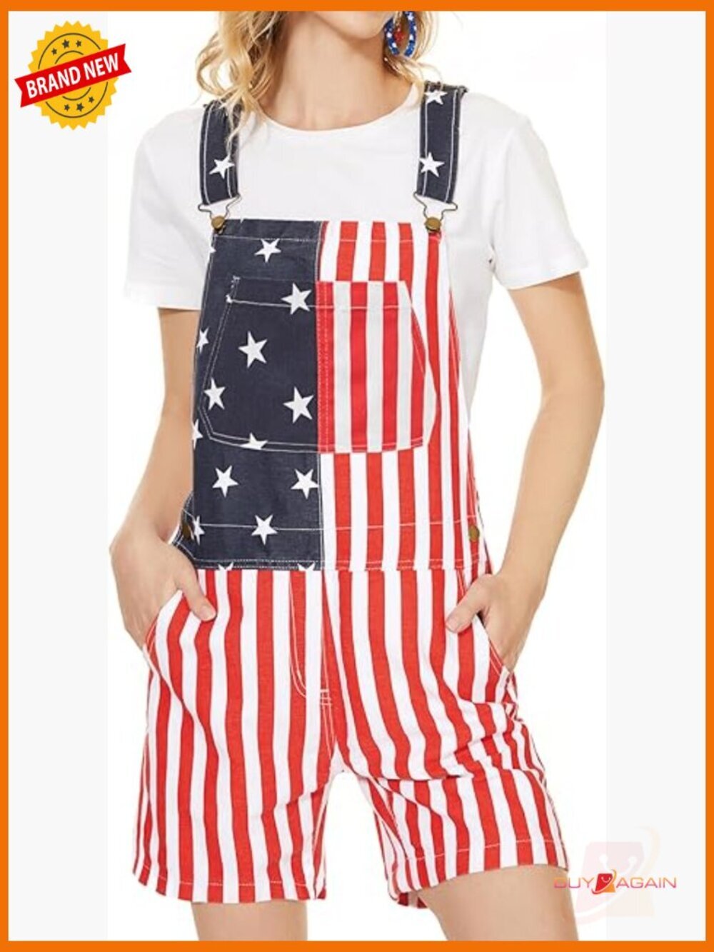 Women's Fashion Overalls Jumpsuit Romper 4th of July Patriotic Festival